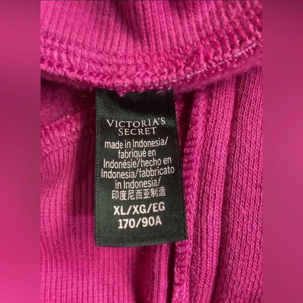 *RARE* Cool! Victorias Secret XL Hot Pink Corset-Style Tie Waist Sweatpants